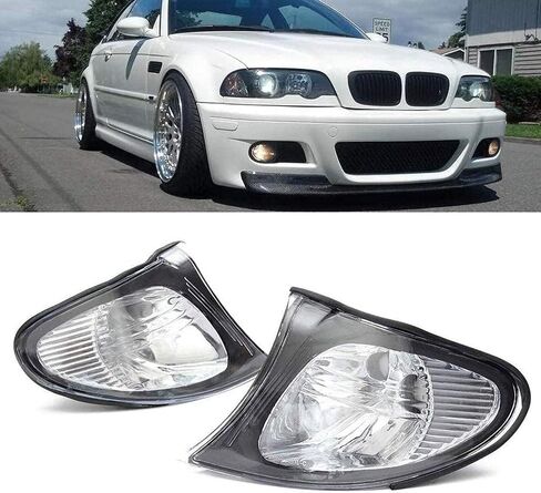 زوج واضح الزاوية مصابيح لسيارة BMW 3 سلسلة E46 4D سيدان عربة 2002 2003 2004 2005 المؤشر الأمامي بدوره مصباح إشارة دون لمبات الجانب الأيسر والأيمن in Saudi Arabia