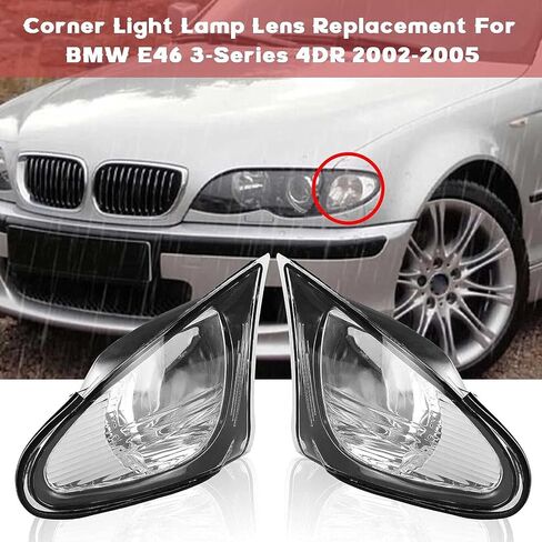 زوج واضح الزاوية مصابيح لسيارة BMW 3 سلسلة E46 4D سيدان عربة 2002 2003 2004 2005 المؤشر الأمامي بدوره مصباح إشارة دون لمبات الجانب الأيسر والأيمن in Saudi Arabia