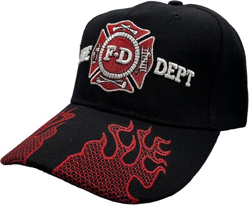 Firefighter Fire Department Baseball Cap w/Embroidered Flames – Adjustable Structured 6-Panel Baseball Cap in Kuwait
