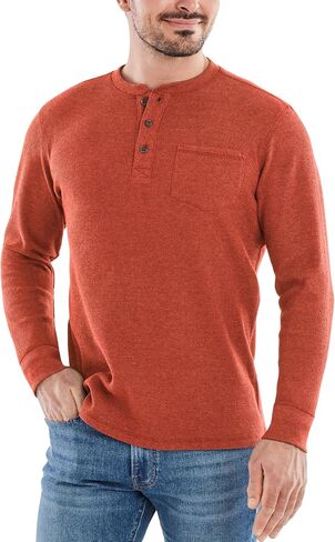 The American Outdoorsman Long-Sleeve Waffle Knit Thermal Henley Shirts with Pocket for Men in Saudi Arabia
