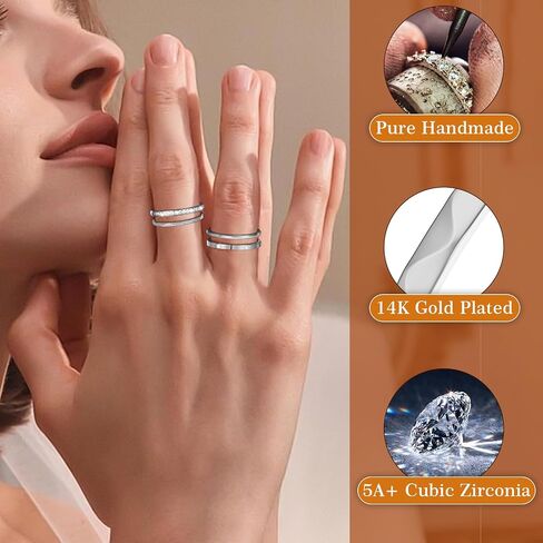 4-Pack 14K Gold Plated Stackable Rings for Women,Cubic Zirconia Simulated Diamond Oura Stack Rings for Oura Ring Gen 4/Oura Ring Gen 3,Dainty Trendy Statement Stacking Rings Set Size 5-10 in Saudi Arabia
