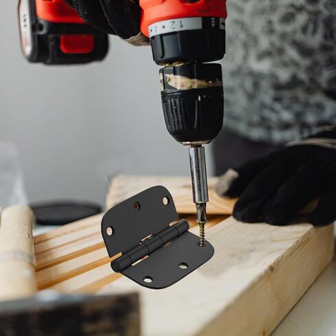 Matte Black Door Hinges 20 Pack 3.5x3.5 Inch Interior Door Hinges for Doors Rounded 5/8"" Radius Corners Iron Hinge Door Round Hinge Hardware, 3.5 * 3.5in in Kuwait