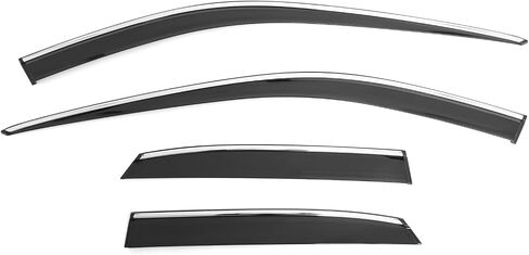 IKON MOTORSPORTS Tape on Window Visors W/Chrome Trim Compatible with 2023-2025 Lexus RX350/RX350h/RX450h+/RX500h, PC Polycarbonate Smoke/Tinted Rain Guards, Side Window Wind Deflectors 4PCS in Saudi Arabia