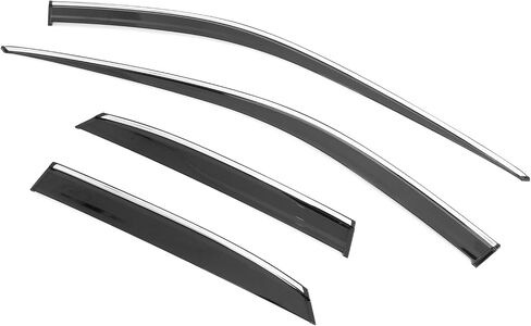 IKON MOTORSPORTS Tape on Window Visors W/Chrome Trim Compatible with 2023-2025 Lexus RX350/RX350h/RX450h+/RX500h, PC Polycarbonate Smoke/Tinted Rain Guards, Side Window Wind Deflectors 4PCS in Saudi Arabia