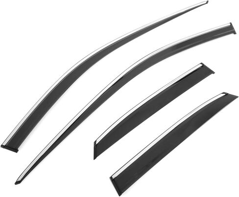 IKON MOTORSPORTS Tape on Window Visors W/Chrome Trim Compatible with 2023-2025 Lexus RX350/RX350h/RX450h+/RX500h, PC Polycarbonate Smoke/Tinted Rain Guards, Side Window Wind Deflectors 4PCS in Saudi Arabia