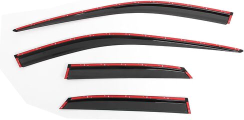 IKON MOTORSPORTS Tape on Window Visors W/Chrome Trim Compatible with 2023-2025 Lexus RX350/RX350h/RX450h+/RX500h, PC Polycarbonate Smoke/Tinted Rain Guards, Side Window Wind Deflectors 4PCS in Saudi Arabia