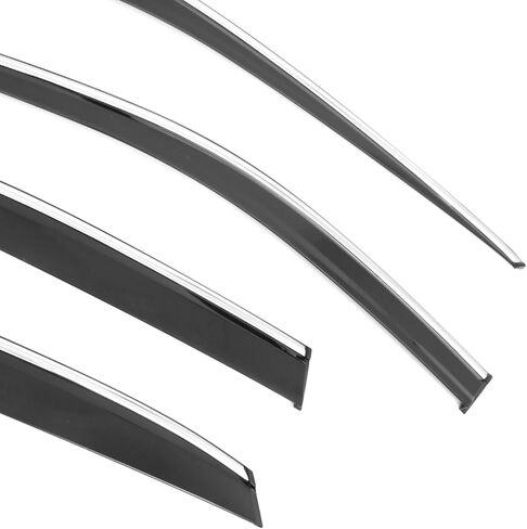 IKON MOTORSPORTS Tape on Window Visors W/Chrome Trim Compatible with 2023-2025 Lexus RX350/RX350h/RX450h+/RX500h, PC Polycarbonate Smoke/Tinted Rain Guards, Side Window Wind Deflectors 4PCS in Saudi Arabia