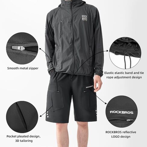 ROCKBROS Men's MTB Shorts: Detachable 4D Pad, Reflective, Multi-Pocket, Loose Fit. in Saudi Arabia