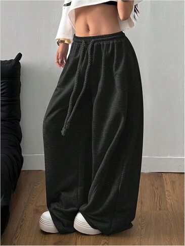 GORGLITTER Women's Barrel Sweatpants Y2K Elastic Waist Baggy Sweats Lightweight Oversized Trousers Pants in Kuwait