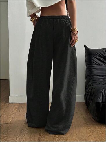 GORGLITTER Women's Barrel Sweatpants Y2K Elastic Waist Baggy Sweats Lightweight Oversized Trousers Pants in Kuwait