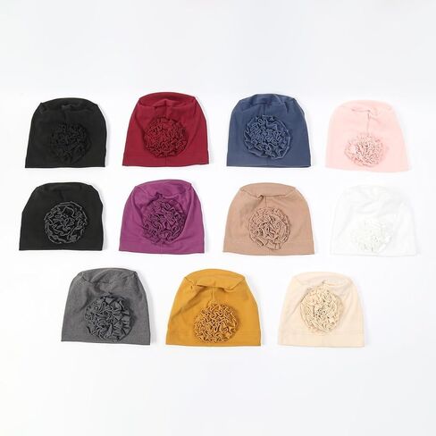 Chemo Headwrap for Women - Flower Elastic Solid Turban Caps Pre Tied Beanie Headwear Grate for Cancer Hair Cover in Kuwait
