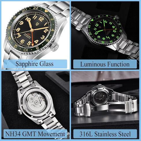Pagani Design Watches for Men Automatic Mechanical GMT Watch Japan NH34 Movement Stainless Steel 40mm Waterproof Diver Business Men's Wrist Watches in Saudi Arabia