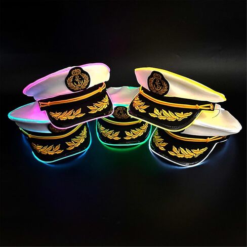 Cotton LED Lighted Hat With Captain Embroidery For Stylish Nighttime Fun And Fashionable LED Hat in Saudi Arabia
