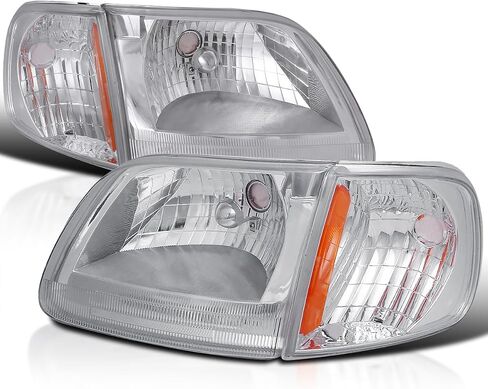 SPEC-D TUNING Black Headlights + Corner Lights Compatible with 1997-2003 Ford F-150/97-02 Expedition Head Lights Lamps Assembly L+R Pair in Kuwait