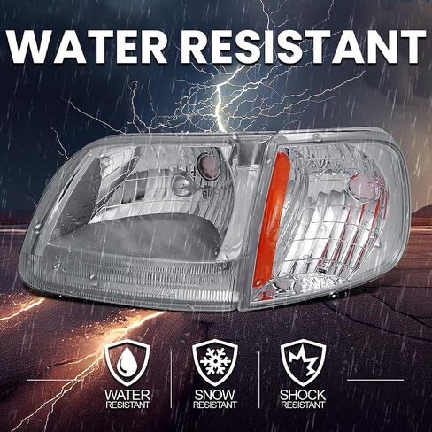SPEC-D TUNING Black Headlights + Corner Lights Compatible with 1997-2003 Ford F-150/97-02 Expedition Head Lights Lamps Assembly L+R Pair in Kuwait