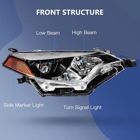 ECCPP Headlight Assembly Set Fit 2014-2016 for Toyota Corolla Base/CE/C/LE Eco/LE/L/S Plus/S/Special Edition Sedan 4-Door Pair Headlamps OE:TO2502216 in Saudi Arabia