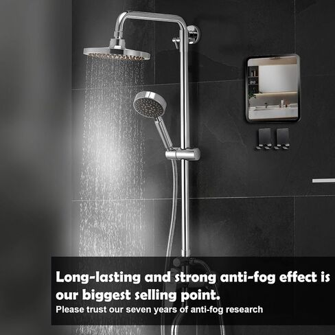 Shower Mirror Anti-Fog Shaving Mirror 7.7 * 6.9 Inch Anti-Fog Shower Mirror Swivel with 2 Razor Holders Bathroom Mirror Shower Accessories Bathroom Accessories. (Black) in Saudi Arabia