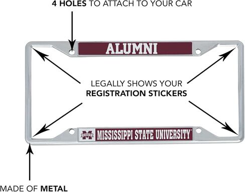 إكسسوارات السيارات من Desert Cactus Mississippi State University Car Accessories إطار لوحة ترخيص معدني وحامل بطاقات للجزء الأمامي أو الخلفي من السيارة (الخريجين) in Saudi Arabia