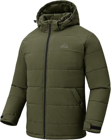 Rdruko Men's Winter Coats Water Resistant Fleece Insulated Warm Windproof Thicken Hooded Jacket in Kuwait