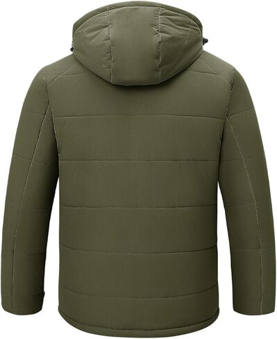 Rdruko Men's Winter Coats Water Resistant Fleece Insulated Warm Windproof Thicken Hooded Jacket in Kuwait