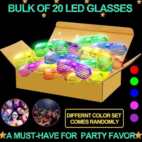72 حزمة نظارات LED تتوهج في الظلام من TURNMEON، 6 ألوان تضيء العصي المتوهجة، ظلال مصراع هدايا الحفلات للأطفال والكبار، لوازم حفلات النيون، كرنفال، زفاف، عيد ميلاد in Kuwait