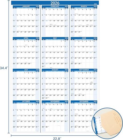 تقويم حائط 2025 - تقويم 12 شهرًا 2025، يناير 2025 - ديسمبر 2025، 12 بوصة × 17 بوصة، تقويم 2025 مع غلاف حلزوني، كتل كبيرة، ورق ممتاز، ملون in Kuwait