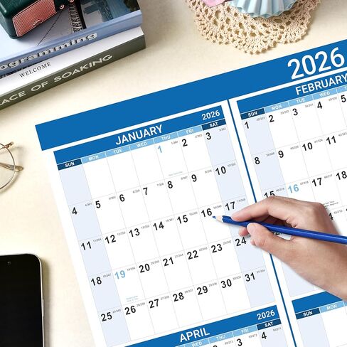 تقويم حائط 2025 - تقويم 12 شهرًا 2025، يناير 2025 - ديسمبر 2025، 12 بوصة × 17 بوصة، تقويم 2025 مع غلاف حلزوني، كتل كبيرة، ورق ممتاز، ملون in Kuwait