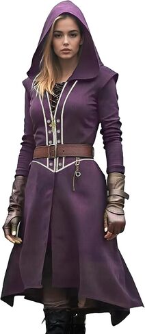 Women's Long Coat with Hood Gothic Medieval Jacket Halloween Warrior Costume steampunk Christmas Outfit in Saudi Arabia