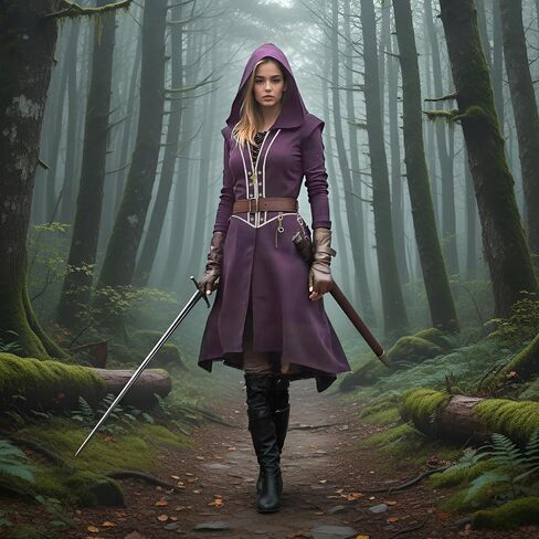 Women's Long Coat with Hood Gothic Medieval Jacket Halloween Warrior Costume steampunk Christmas Outfit in Saudi Arabia