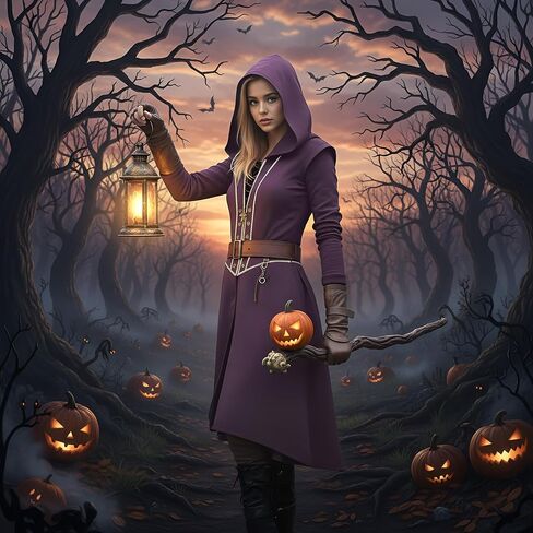 Women's Long Coat with Hood Gothic Medieval Jacket Halloween Warrior Costume steampunk Christmas Outfit in Saudi Arabia
