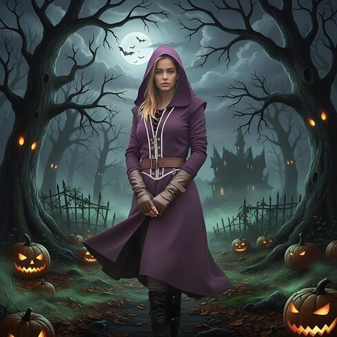 Women's Long Coat with Hood Gothic Medieval Jacket Halloween Warrior Costume steampunk Christmas Outfit in Saudi Arabia