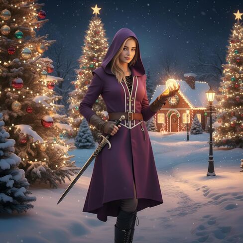 Women's Long Coat with Hood Gothic Medieval Jacket Halloween Warrior Costume steampunk Christmas Outfit in Saudi Arabia