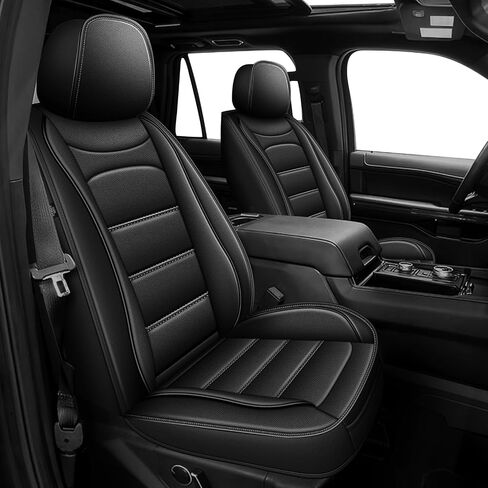 AOMSAZTO Seat Cover Full Set Fit for Ford Expedition 2018-2025 2026: Waterproof Leather Cushions Seat Cover Protector Compatible Airbag(5 Seat, Black) in Saudi Arabia