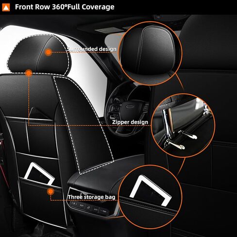 AOMSAZTO Seat Cover Full Set Fit for Ford Expedition 2018-2025 2026: Waterproof Leather Cushions Seat Cover Protector Compatible Airbag(5 Seat, Black) in Saudi Arabia