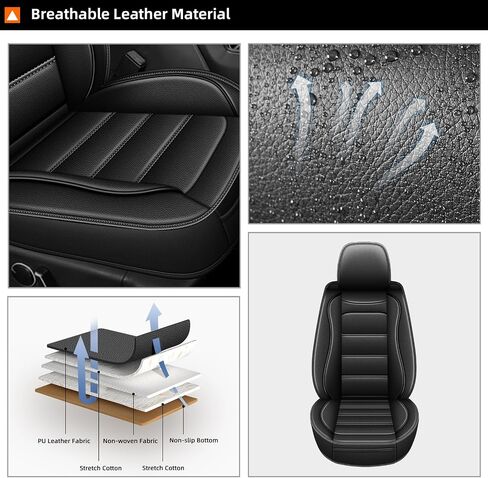 AOMSAZTO Seat Cover Full Set Fit for Ford Expedition 2018-2025 2026: Waterproof Leather Cushions Seat Cover Protector Compatible Airbag(5 Seat, Black) in Saudi Arabia
