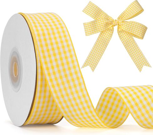 Gingham Ribbon Checkered Ribbon, Red and White Taffeta Plaid Ribbon 1 Inch x 25 Yards, Red Check Wide Ribbon for Gift Wrapping, Picnic, DIY Crafts, Wreath, Wedding, Home Decor in Kuwait