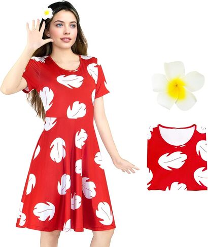 Lilo Costume Women Bo Peep Costumes Blue Dog Dress Hawaiian Flared Dresses Halloween Adult Cartoon Cosplay Outfit in Kuwait