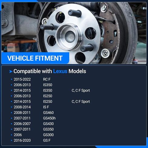 مجموعة محور العجلة الخلفية 512337 من Autoround مناسبة لـ 2006-2022 Lexus IS350، IS250، GS460، GS450h، GS430، GS350، GS300، GS F، RC F، is F، 5 عروة مع ABS in Saudi Arabia