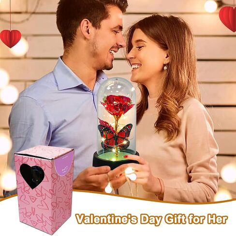 ارتفع إلى الأبد للنساء أمي زوجة، عيد الأم أفكار هدية الورد إلى الأبد، المجرة زهرة الورد تضيء في قبة زجاجية، الورود الأبدية هدايا عيد ميلاد الفراشة للنساء in Kuwait