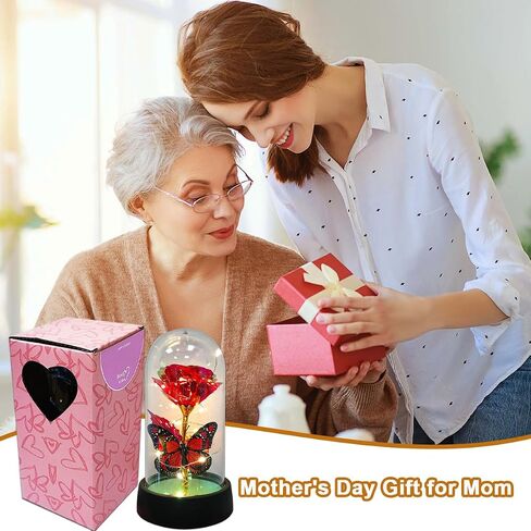 ارتفع إلى الأبد للنساء أمي زوجة، عيد الأم أفكار هدية الورد إلى الأبد، المجرة زهرة الورد تضيء في قبة زجاجية، الورود الأبدية هدايا عيد ميلاد الفراشة للنساء in Kuwait