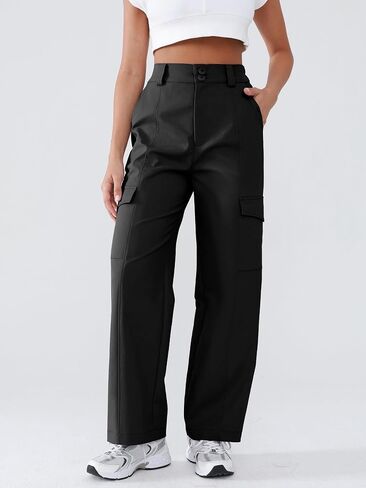Women's High Waist Cargo Pants Water-Resistant Fabric Hiking Pants Elastic Waistband Patchwork Tailoring Slim-fit in Saudi Arabia
