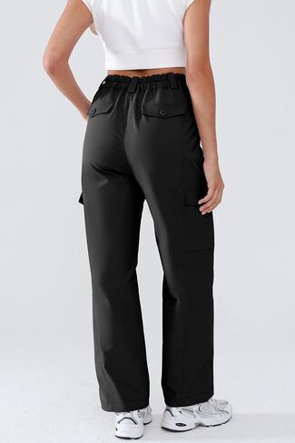 Women's High Waist Cargo Pants Water-Resistant Fabric Hiking Pants Elastic Waistband Patchwork Tailoring Slim-fit in Saudi Arabia