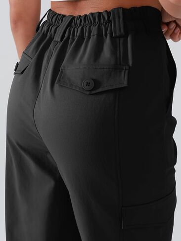 Women's High Waist Cargo Pants Water-Resistant Fabric Hiking Pants Elastic Waistband Patchwork Tailoring Slim-fit in Saudi Arabia