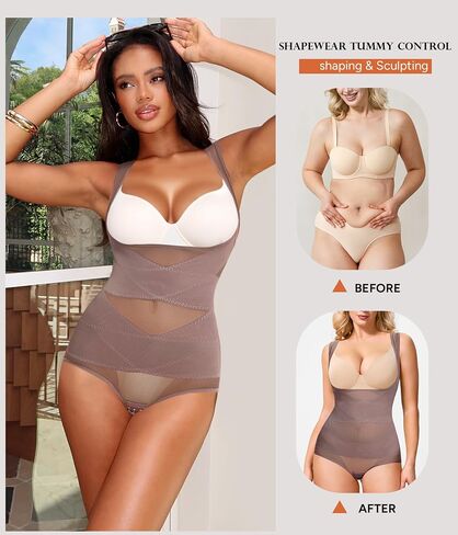Body Shaper Tummy Control Shapewear Bodysuit for Women Snatched Waist Trainer Butt Lift Faja Body Suit in Kuwait