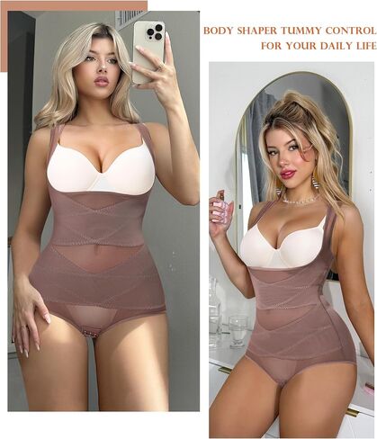 Body Shaper Tummy Control Shapewear Bodysuit for Women Snatched Waist Trainer Butt Lift Faja Body Suit in Kuwait