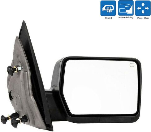 مرآة سحب جانبية للطاقة للجانب الأيمن (جانب الركاب) RH لـ 2004 2005 2006 2007 2008 Ford F150 مرآة الرؤية الخلفية اليدوية قابلة للطي يدويًا ساخنة in Saudi Arabia