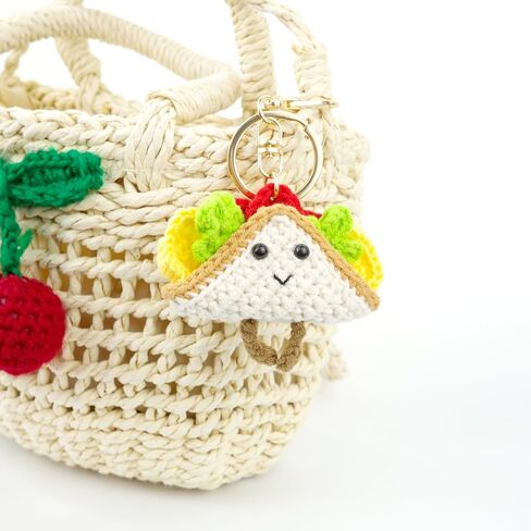Taco Keychain - Handmade Crochet Taco Bag Charm, Cute Crochet Gift, Creative Bag Accessory Car Keychain in Saudi Arabia
