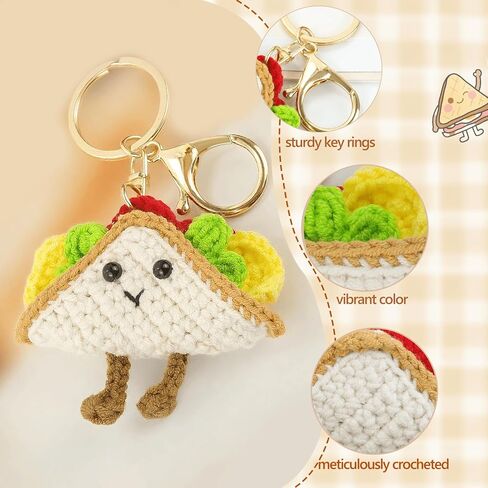 Taco Keychain - Handmade Crochet Taco Bag Charm, Cute Crochet Gift, Creative Bag Accessory Car Keychain in Saudi Arabia