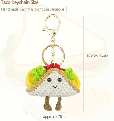 Taco Keychain - Handmade Crochet Taco Bag Charm, Cute Crochet Gift, Creative Bag Accessory Car Keychain in Saudi Arabia
