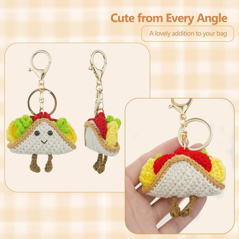 Taco Keychain - Handmade Crochet Taco Bag Charm, Cute Crochet Gift, Creative Bag Accessory Car Keychain in Saudi Arabia